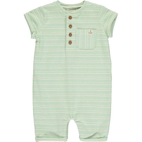NEW ME & HENRY boy's camborne henley romper in mint stripe - Picture 1 of 3